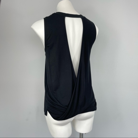 Aritzia Babaton gervasio t-shirt black open cut out drape cross back muscle top - Picture 12 of 16